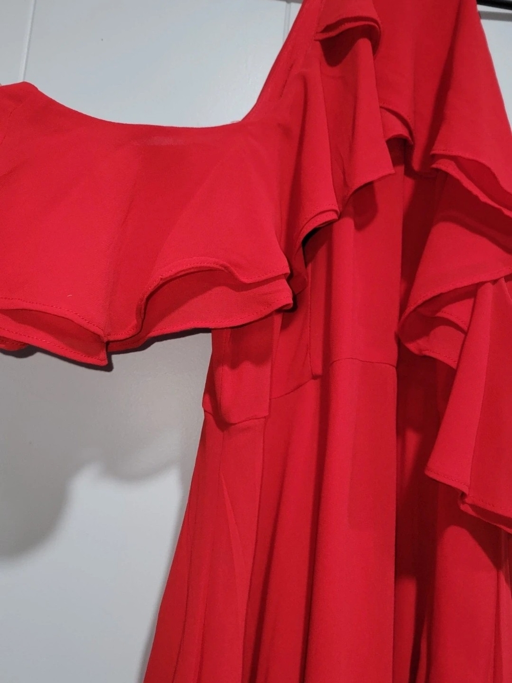 SHEIN Red Ruffle Sleeve Maxi Dress - Picture 5 of 7